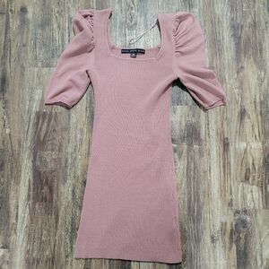 Hyfve Women's dusty rose pink ribbed Casual Dress Puff sleeve M Feminine